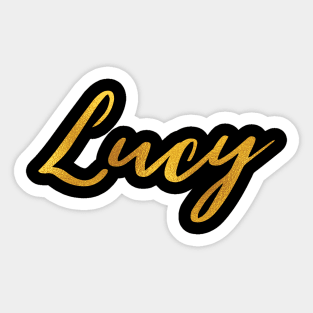 Lucy Name Hand Lettering in Faux Gold Letters Sticker